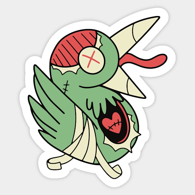 Cute Zombie Bird // Funny Halloween Animals Sticker by SLAG_Creative